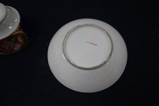 An early 19th century Swansea porcelain tea cup, saucer and plate, c.1820